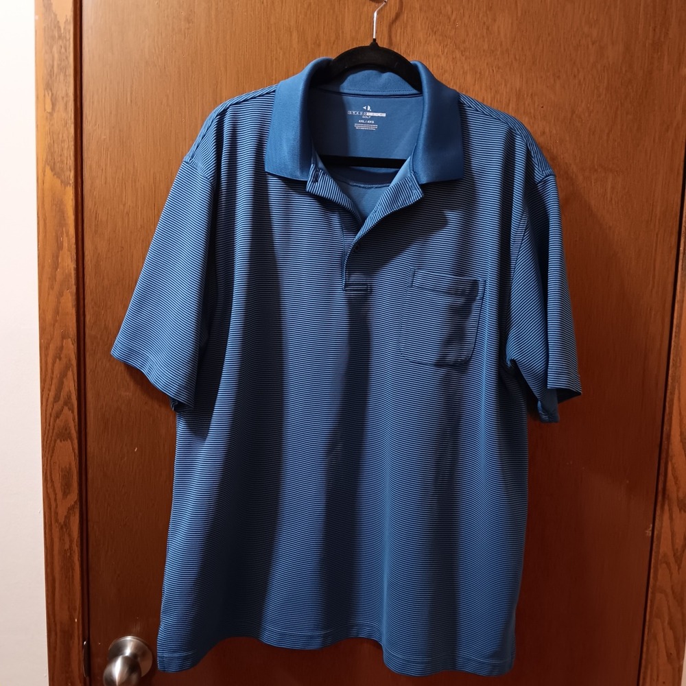 Grand Slam‎ Golf Polo Shirt XXL Blue Striped Short Sleeve Mens